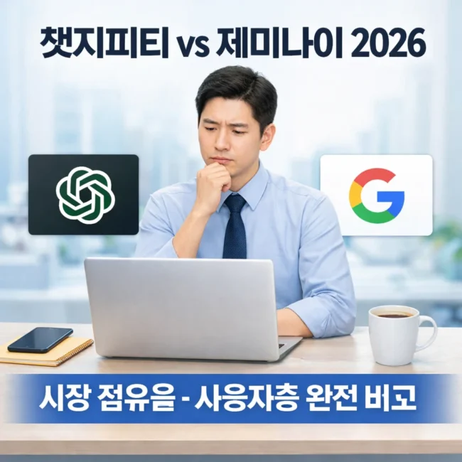 챗지피티 vs 제미나이 2026 비교, 시장 점유율, 사용자층
