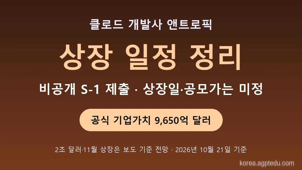 앤트로픽(Anthropic) 상장 일정·기업가치 정리｜비공개 S-1 제출, 2조 달러는 보도 기준 전망 (2026년 10월)