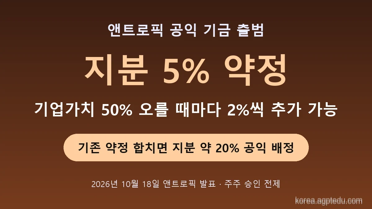 앤트로픽 공익 기금 출범｜지분 5% 약정, 기업가치 오르면 2%씩 더할 수 있는 구조 정리