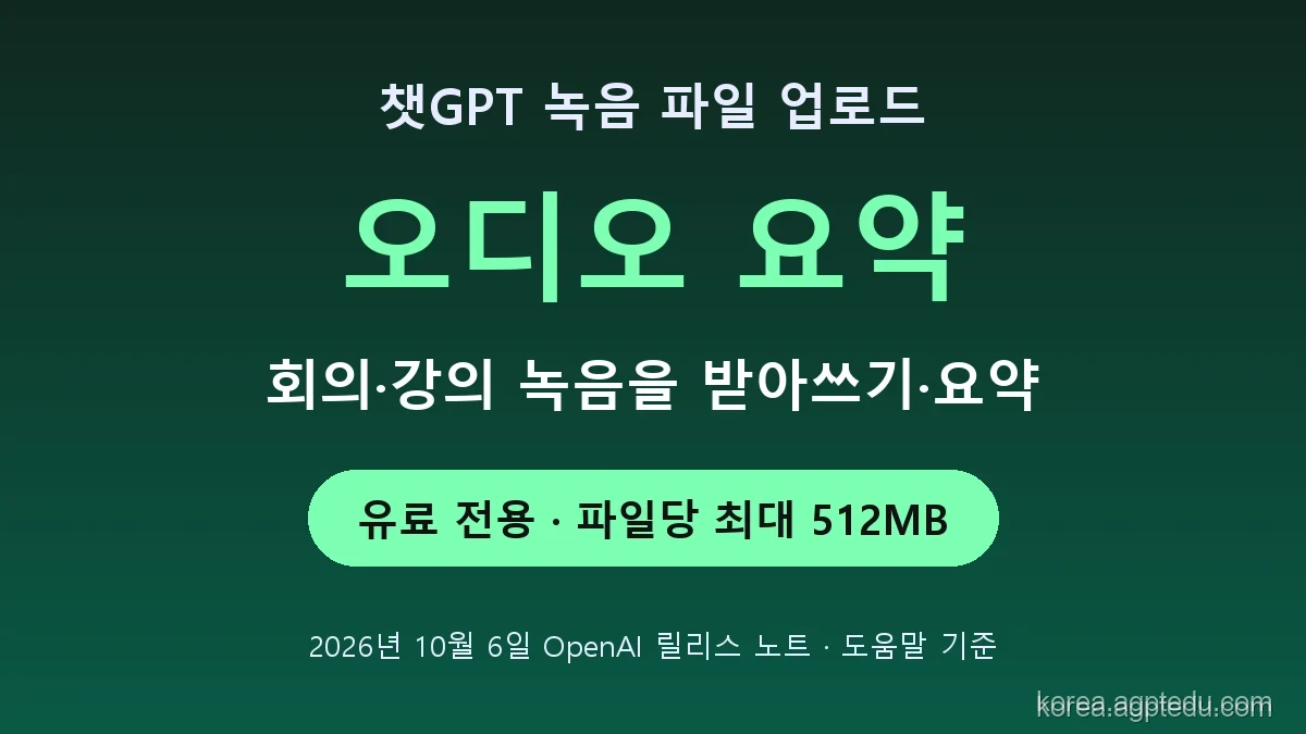 챗GPT 녹음 파일 요약하기｜오디오 업로드 지원 형식·512MB 용량·요금제 정리