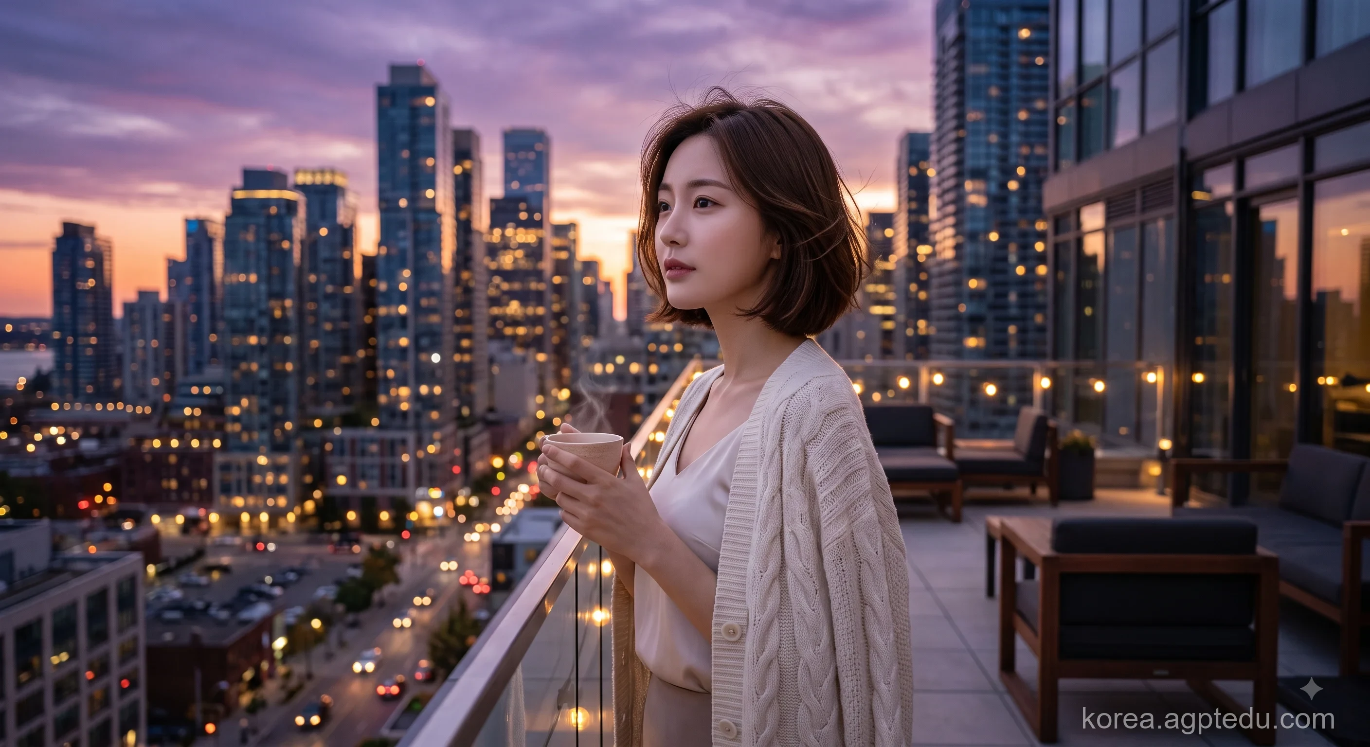 도심 루프탑 테라스 선셋 이미지