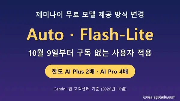 제미나이 무료 모델 바뀜｜10월 9일부터 자동 선택·Flash-Lite, 요금제별 차이 정리