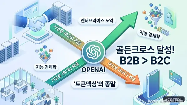 개인 구독 넘었다! 오픈AI 기업용(B2B) 매출 골든크로스와 '토큰맥싱'의 종말